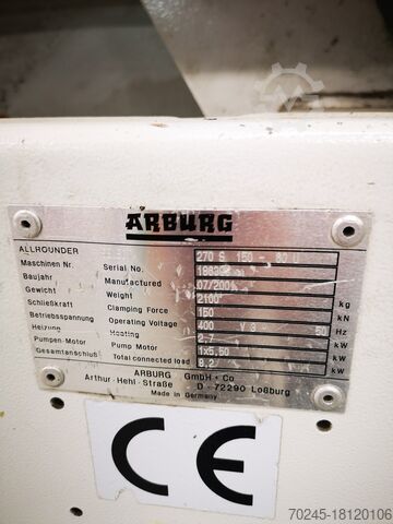 Injection moulding machine 2001 ARBURG 270 S 150-60 U - ALLROUNDER 270 S 150-60 U - ALLROUNDER