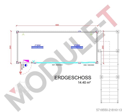 Modular office building / container system Bürocontainer / Wohncontainer Modulbau Bürocontainer 2x8 m /NEU kaufen