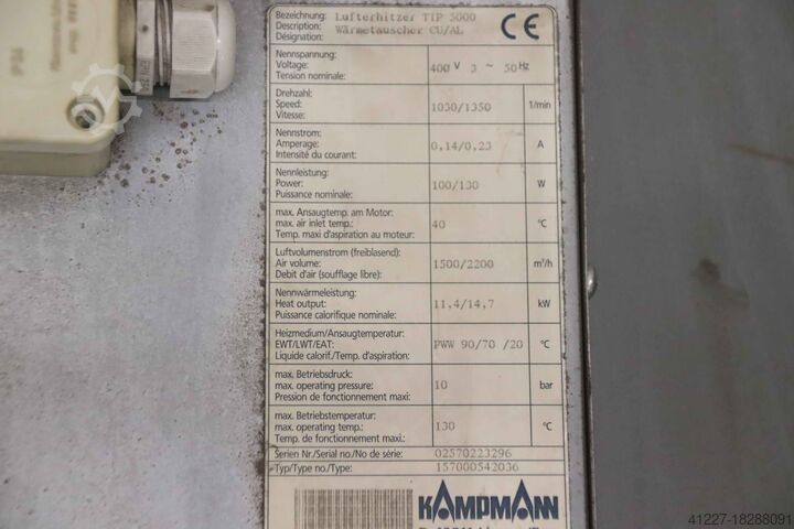 Hall heating Kampmann Tip 5000 2-Stufen 157000573036