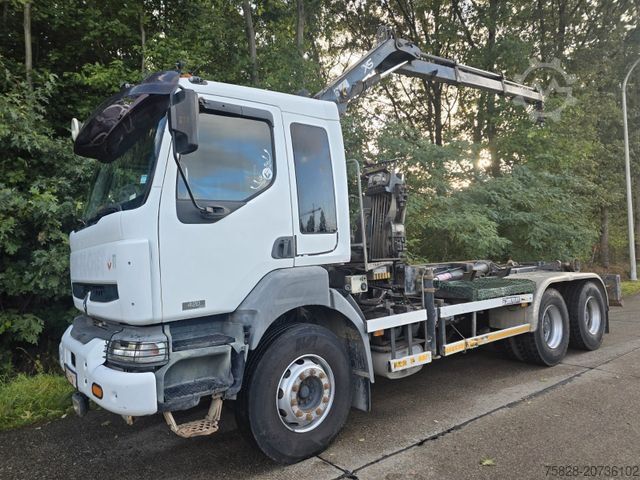 Abrollkipper RENAULT Kerax 420 dci/Kran Hiab 080B-2/ Multilift Haken
