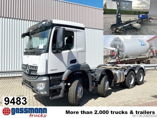 Roll-off tipper truck Mercedes-Benz Arocs 3240 8x4, Abroller VDL SK-25-5700