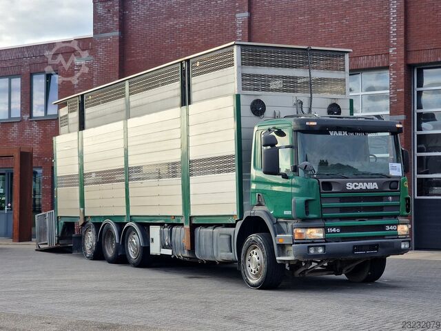 Scania P114-340 8x2*6 - Livestock 1 deck / Cattle - 3x steering axle - Manual gearbox Scania P114-340 8x2*6 - Livestock 1 deck / Cattle - 3x...