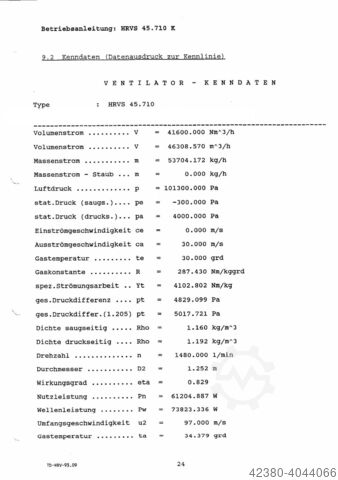 Radialventilator Radialgebläse Gebläse Venti Oelde 110kW 46300m³/h 4830 Pa HRVS 45.710K