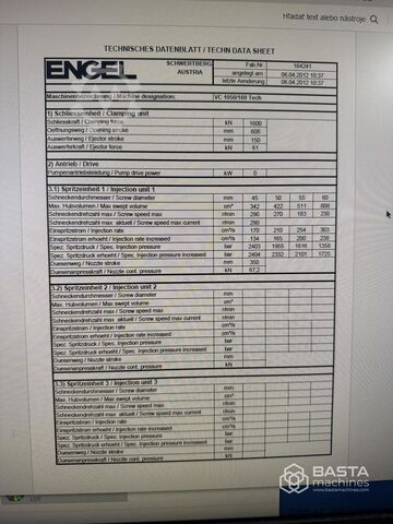 Engel Sieg 1050/160 tech (2012) Engel victory 1050/160 tech