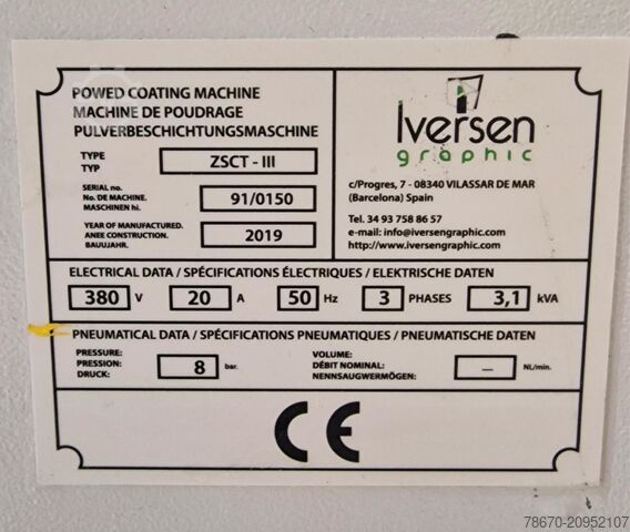 ZSCT-2 + ZSCT-3 powder coating machine. Iversen graphic ZSCT-2 + ZSCT-3 Pulverbeschichtungmasch.