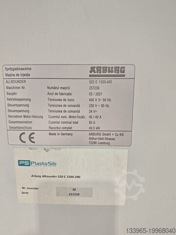 Injection molding machine Arburg 520 E 1500-400 Golden Electric