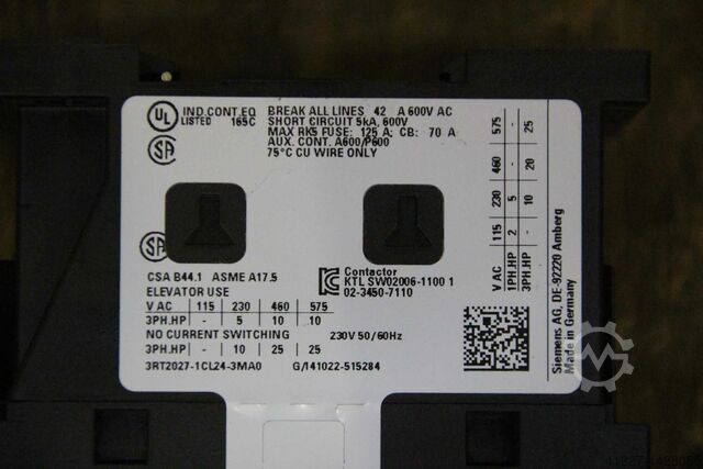 Schütz Siemens 3RT2027-1CL24-3MAO