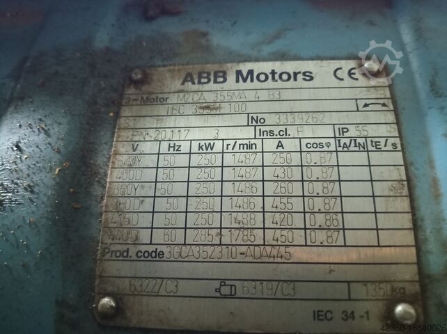 Vacuum pump rotary lobe blower Kemostal Tuthill 250kW KPAB 1230 PD-Plus