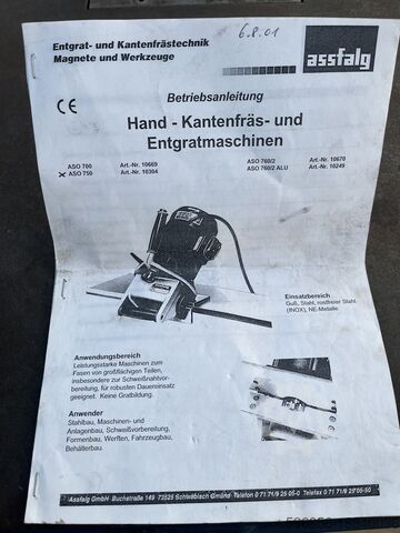 Assfalg ASO 750 edge milling machine, 38 Assfalg ASO 750