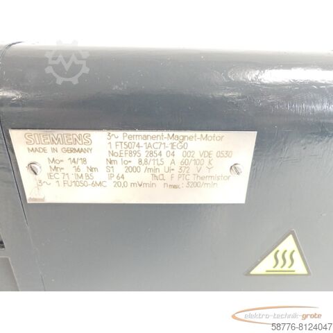 Control unit Siemens 1FT5074-1AC71-1EG0 SN:EF895285404002 generalüberholt mit 12 Monaten Gewährleistung! -