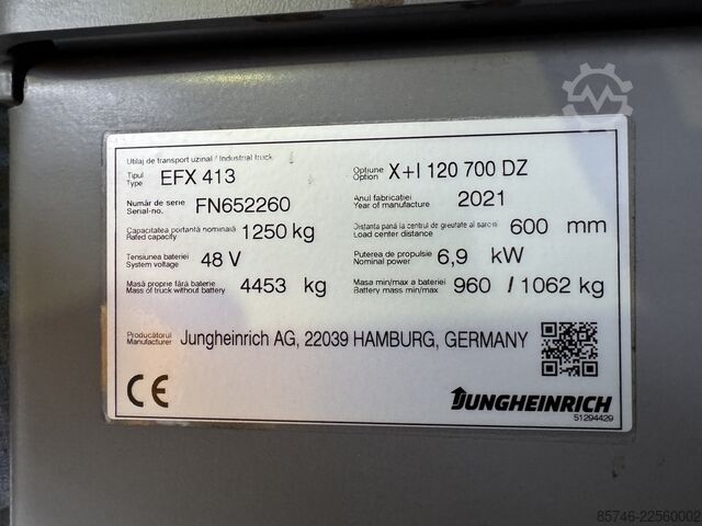 EFX 413 X + i * with wire guidance!! Triplex FFL!! NEW battery!! JUNGHEINRICH EFX 413 X + i * with Wire Guidance !! Triplex FFL !! NEW battery !!