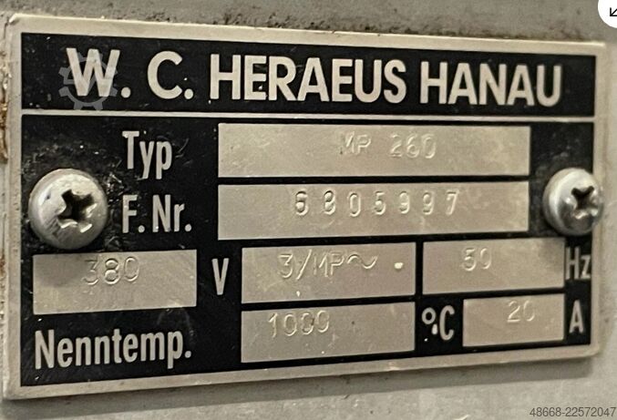 Chamber furnace, hardening furnace, oven Heraeus MR 260