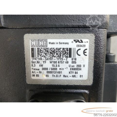 Control unit KUKA 1FK7105-5AY81-1YY3-Z S18 Servomotor SN: YFW150675749005