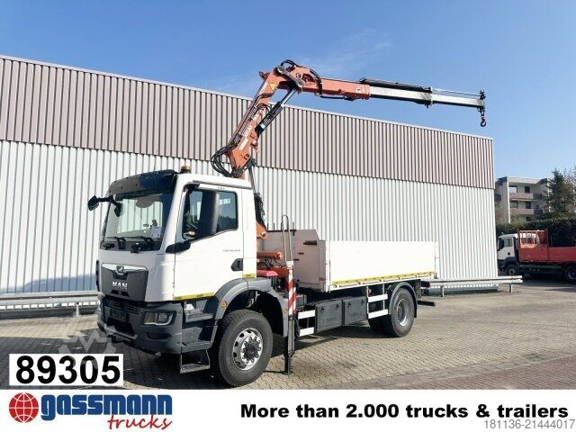 Flatbed truck MAN TGM 18.320 4x4 BB, Kran Atlas AK 165.2E-A2, Funk
