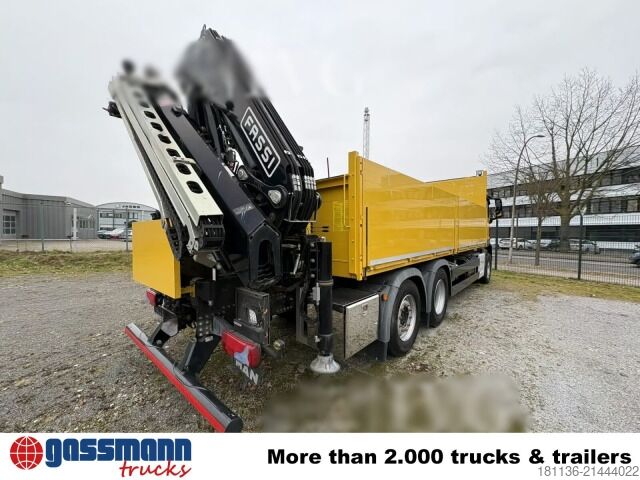 Flatbed truck MAN TGS 26.430 6x2-2 BL, Liftachse, Heckkran Fassi