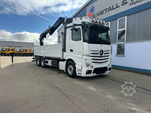 Flatbed truck MERCEDES-BENZ 2653 L 6x4 Actros 5 HiabXHipro232ES6 bis 16.90m