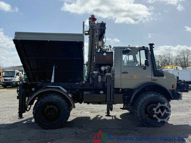 Dreiseitenkipper LKW Unimog U5000 4x4 Atlas Kran 165.2E 16,5m Höhe + Winde