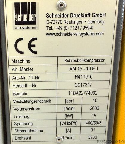 Schraubenkompressor Schneider AirMaster AM 15-10 E1