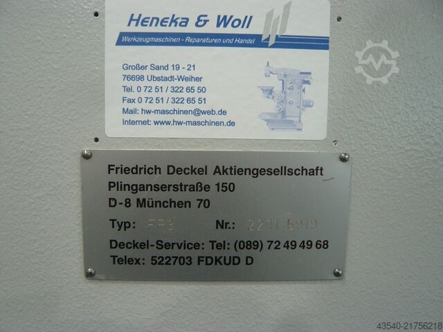 Tool milling machine Deckel FP3 Aktiv