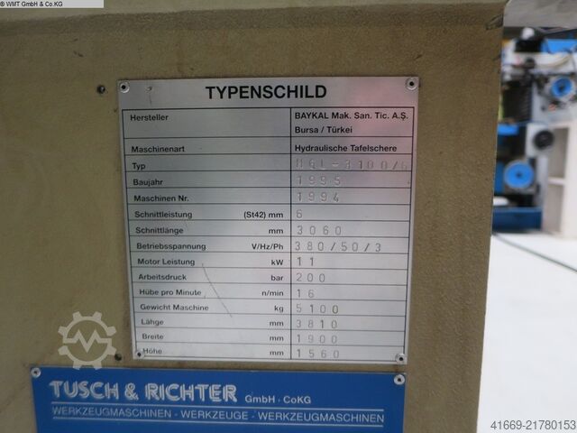 Tafelschere - hydraulisch BAYKAL HGL-3100/6
