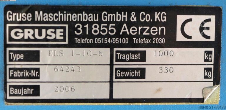 Scherenhubtisch GRUSE ELS 1-10-6