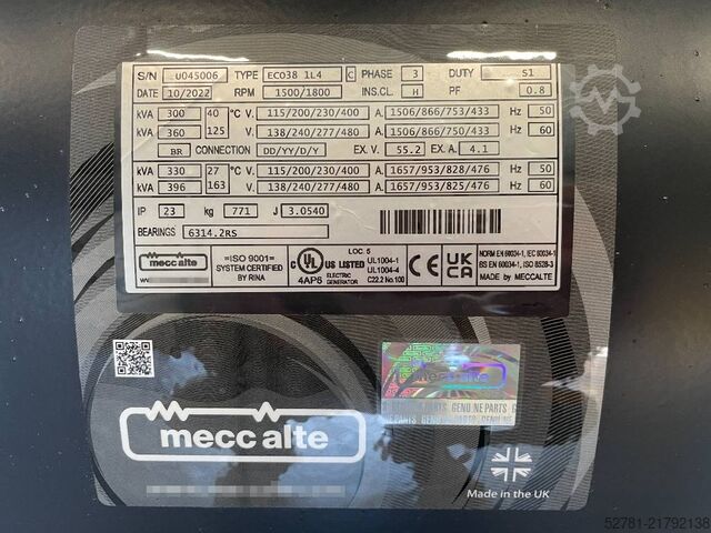 Generator set  MeccAlte ECO38 - 300 kVA Alternator - DPX-25115