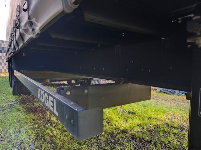 Open semitrailer with tarp KÖGEL MEGA Hubdach, Vario FIX, 1. Liftachse