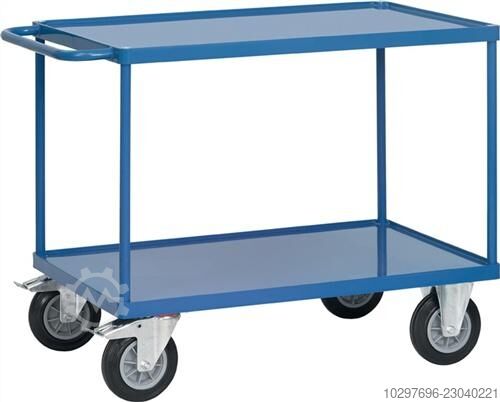 Table trolley, handle horizontal, 2 sheet steel shelves - 1 piece  