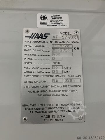 Machining center HAAS VF 5 40XT