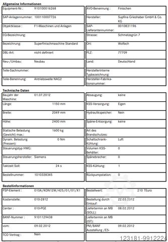 Finishing Machine Supfina Grieshaber Gmbh & Co. KG 622/1