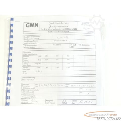 Component GMN TSE 110 - 6000 / 1.75 SN:R346577 - ! -