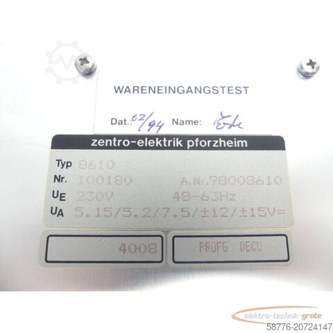 Component  Grundig VSNT 350 / zentro-elektrik 98008610 Netzteil 100180 48 - 63 Hz 4008