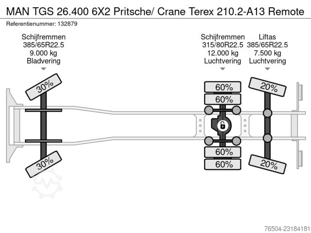 MAN TGS 26.400 6X2 Pritsche/ Crane Terex 210.2-A13 Remote MAN TGS 26.400 6X2 Pritsche/ Crane Terex 210.2-A13 ...