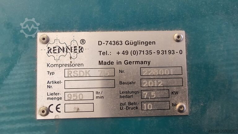 Schraubenkompressor Renner RSDK 7,5