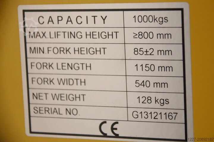 Gabelhubwagen Scherengabelhubwagen 1000 kg Nobelift 501-1008