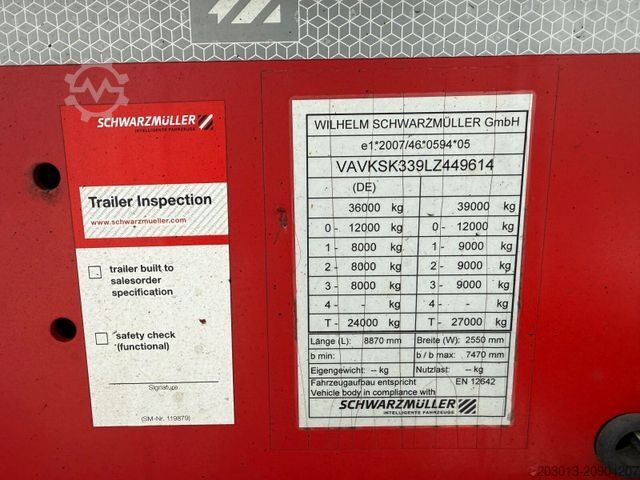 Tipper semitrailer SCHWARZMÜLLER SK K10VLN3 Kippauflieger 3 ACHS