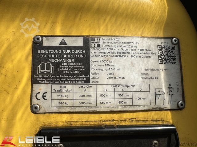 Frontstapler HYSTER H3.0XT*LPG*Drehgerät*Seitenschub*3.600h*