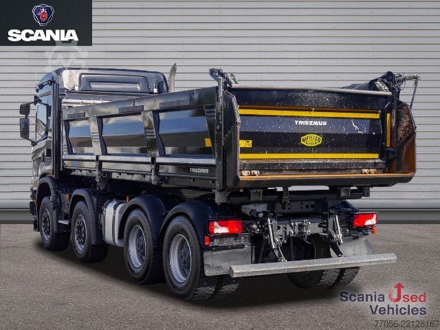 Three-sided tipper truck Scania G 460 B8x4HZ XT - Meiller TRIGENIUS D421 / Bordmat