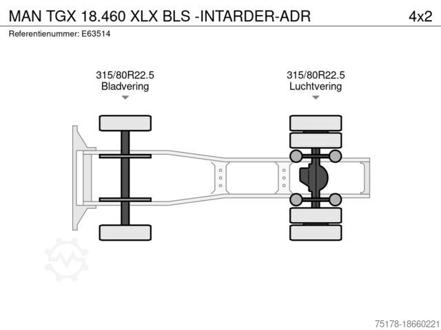 Standard tractor MAN TGX 18.460 XLX BLS -INTARDER-ADR