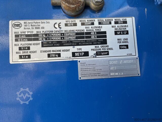 Special work platform MEC 3084RT