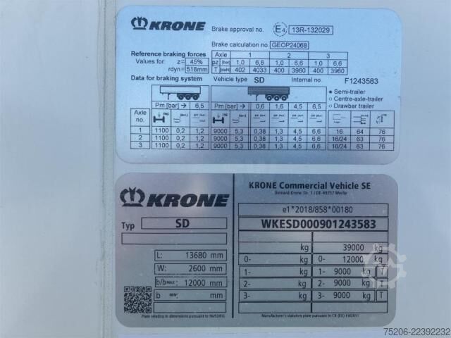 Reefer semitrailer Krone Cool Liner Duoplex Steel Standard