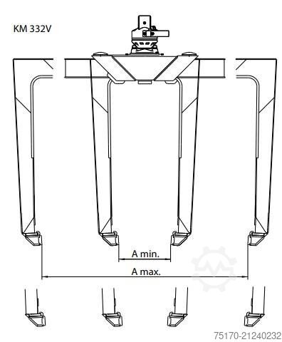 Fahrladekran Kinshofer Palettenzange / Zange KM 332 V - 1100 / NEU lagern