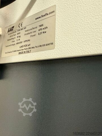 Used LNS FOX IFS ABSOLUTE WS 500, year 2012, oil mist extraction system, internal no. 231316 LNS WS 500