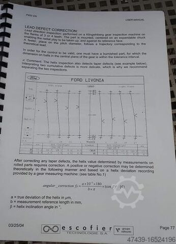 2004 Escofier P440 CN lapping machine for syntherized gears Escofier P440 CN