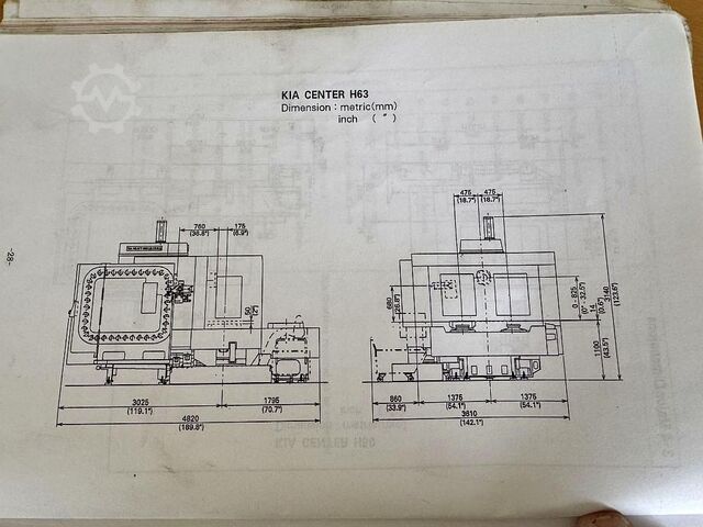 Horizontal machining center KIA Center H63