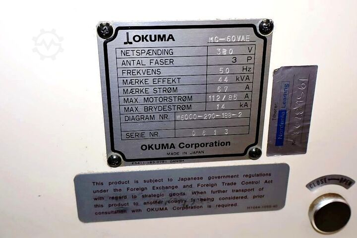 Vertical machining center Okuma MC-60VAE