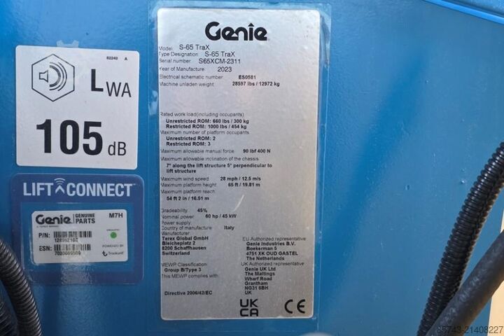 Telescopic boom lift Genie S65XC Trax Diesel, 4x4 Drive Trax, 22m Working Hei