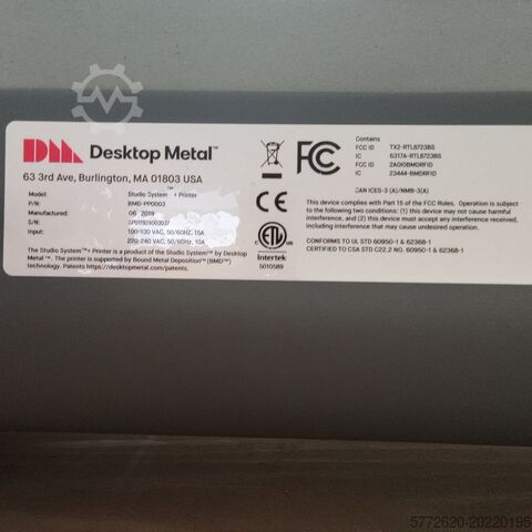 3D-Metalldrucker Desktop Metal Studio System+ ver.1