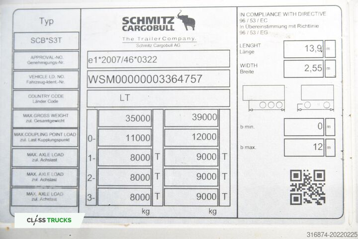 Box semitrailer SCHMITZ CARGOBULL SCS24/L Varios