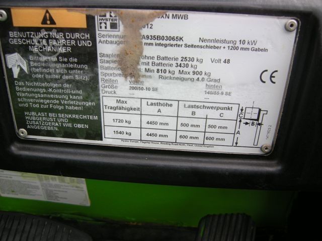 Front loader forklift HYSTER Hyster J1.8XN MWB, 1,8 Tonnen